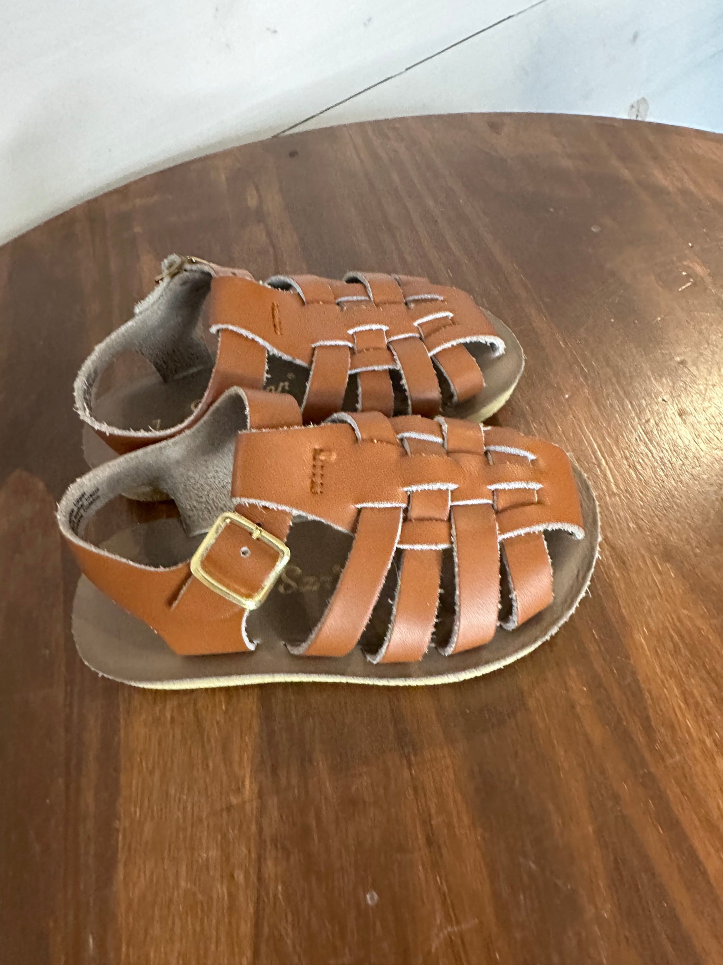 7 - Sun- San Brown Leather Closed Toe Sandals