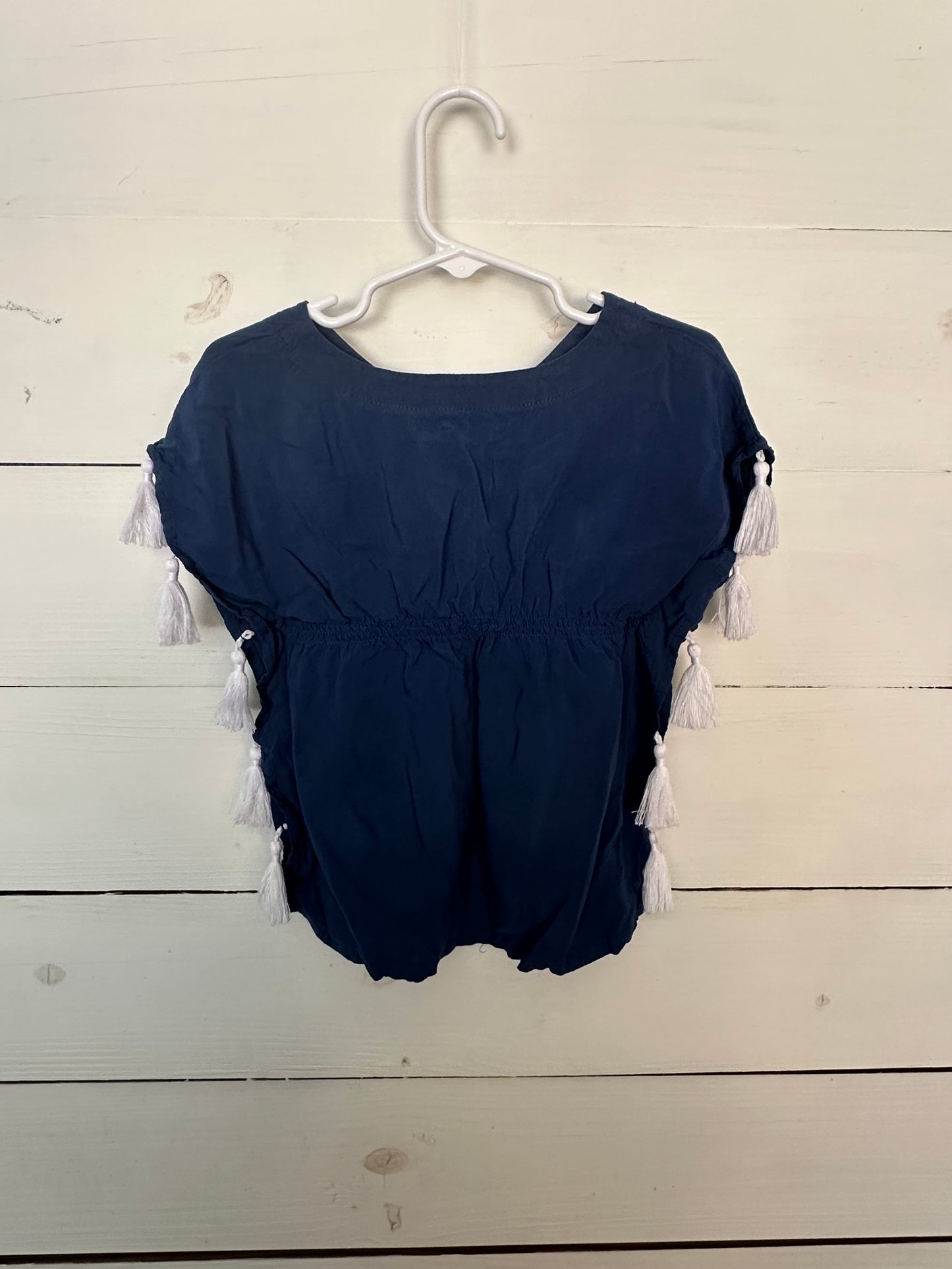 12/24M - Navy Blue with White Tassel Ruffle Butts Swim Coverup