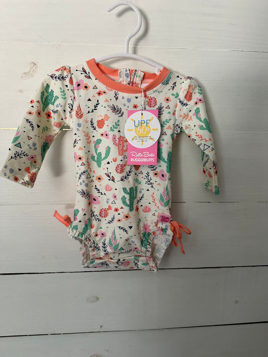 3-6M - NWT Ruffle Butts Cactus and Flowers Bathing Suit