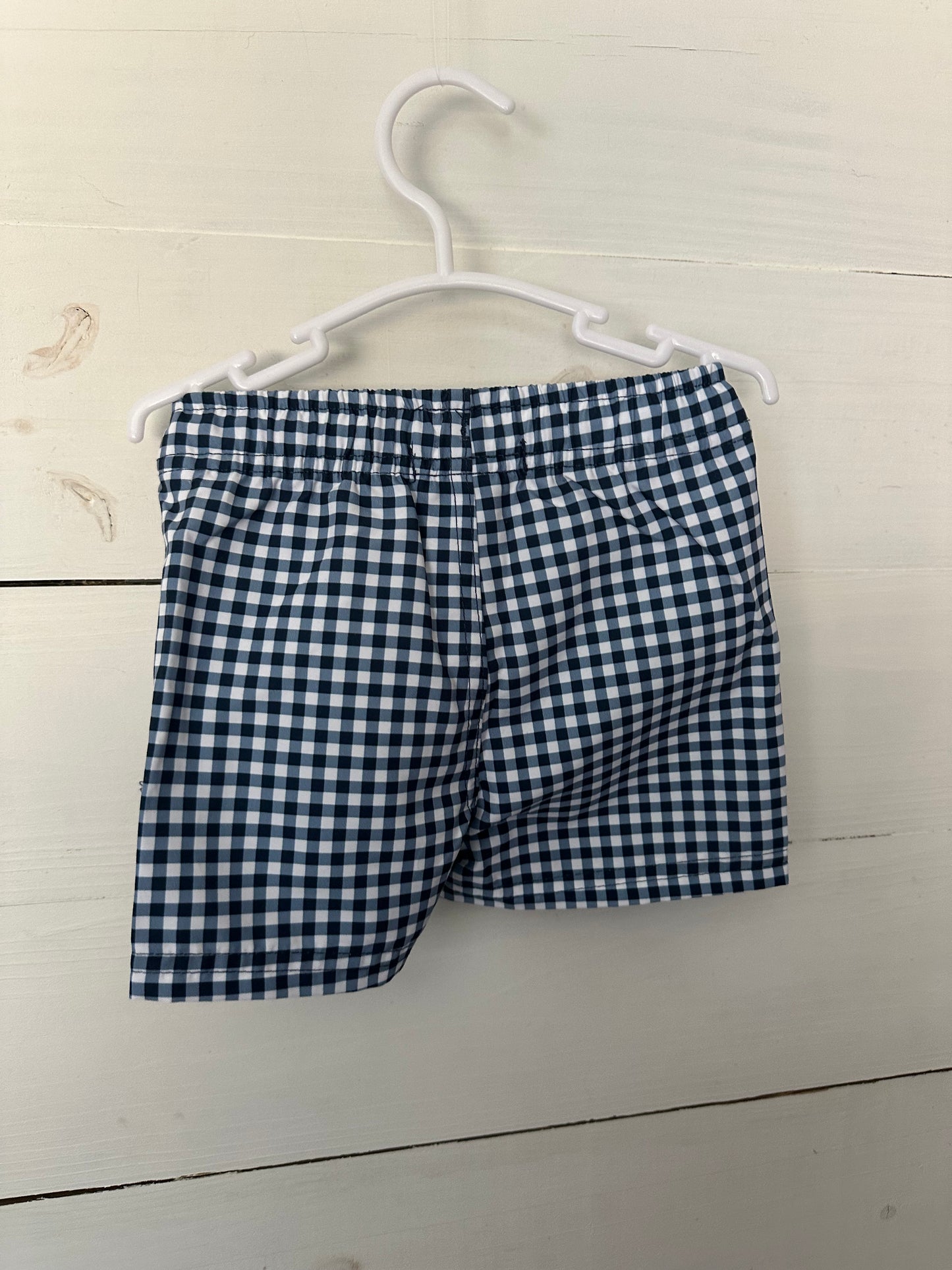 6-12M - Rugged Butts Navy Blue Gingham Swim Trunks - NWT