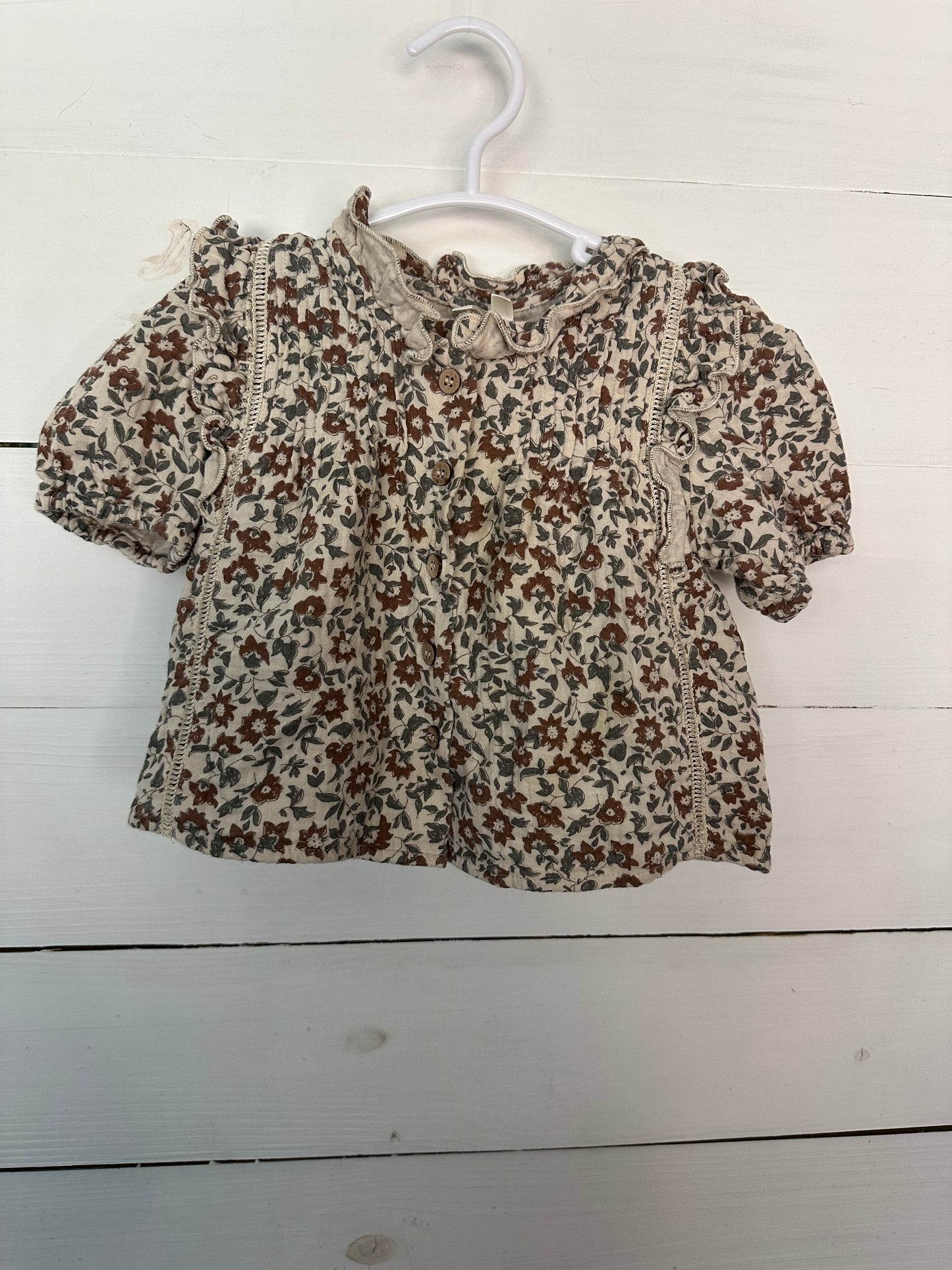 2-3T - Rylee + Cru Girls 2 Piece Skirt and Shirt Outfit - Neutral Florals