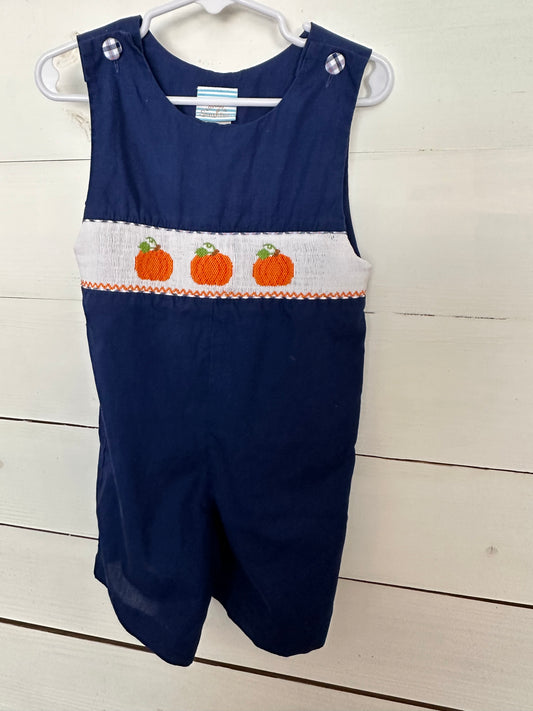 Navy Jon Jon with Smocked Pumpkins