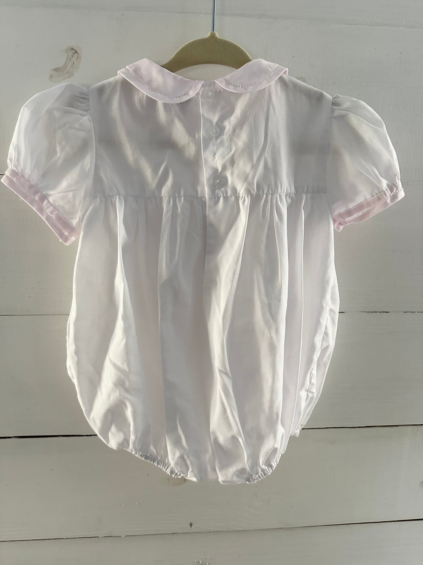 Feltman Brothers - Pink Pin Tuck Bow & Rosebud Hand Embroidered Bubble