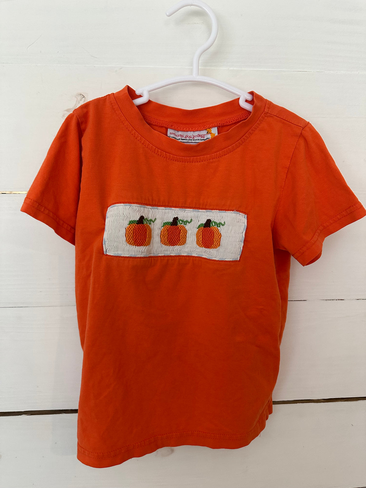 4T - Smocked Pumpkin Shirt - Smocking Dog Boutique