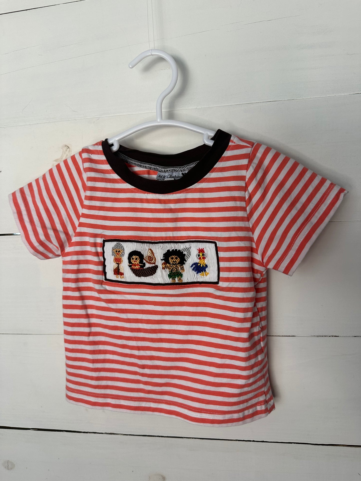 12M - MK Designs Smocked Moana Striped T-shirt