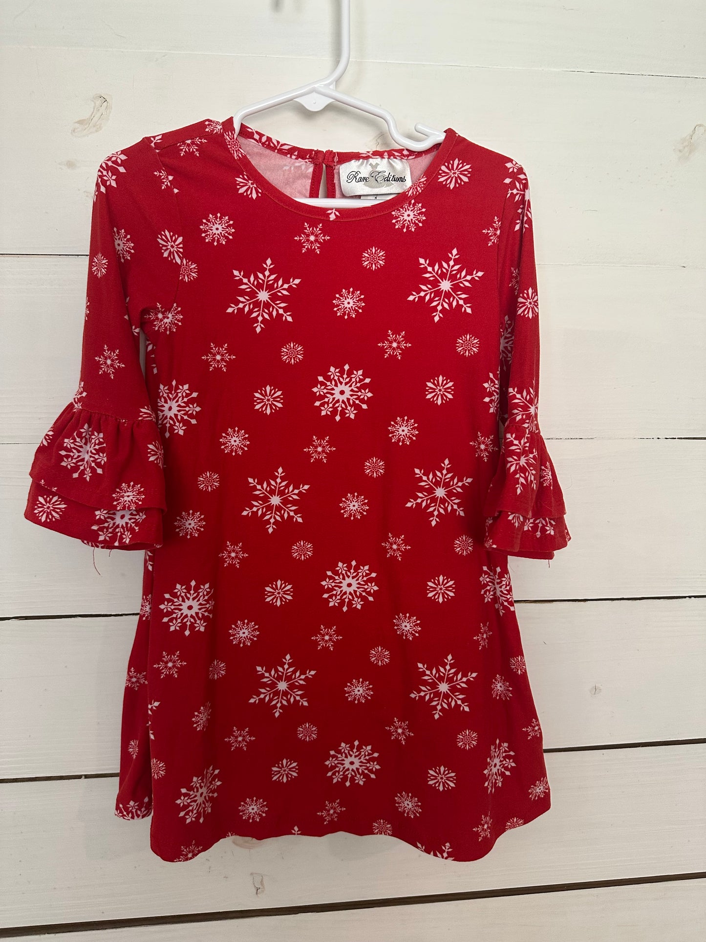 4T Rare Editions Red Dress with White Snowflakes