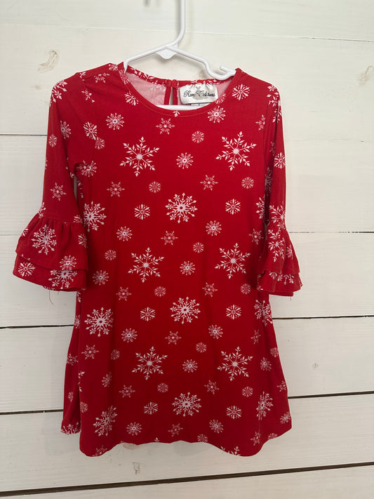 4T Rare Editions Red Dress with White Snowflakes