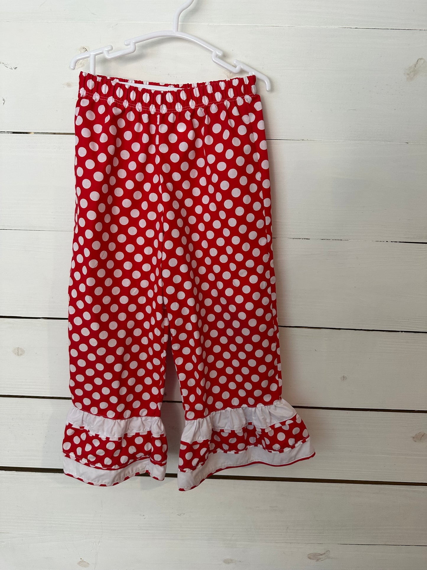 4T- Red Polka Dot Ruffled Pants