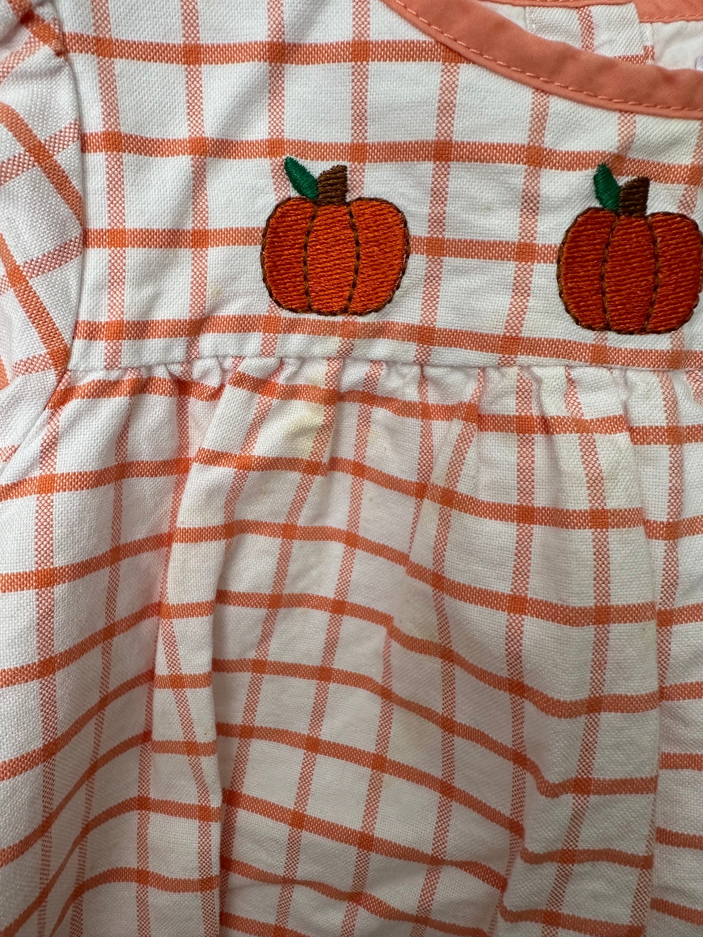 2T- PP Co. Orange Window Payne Plaid with Embroidered Pumpkin 2 Piece Set