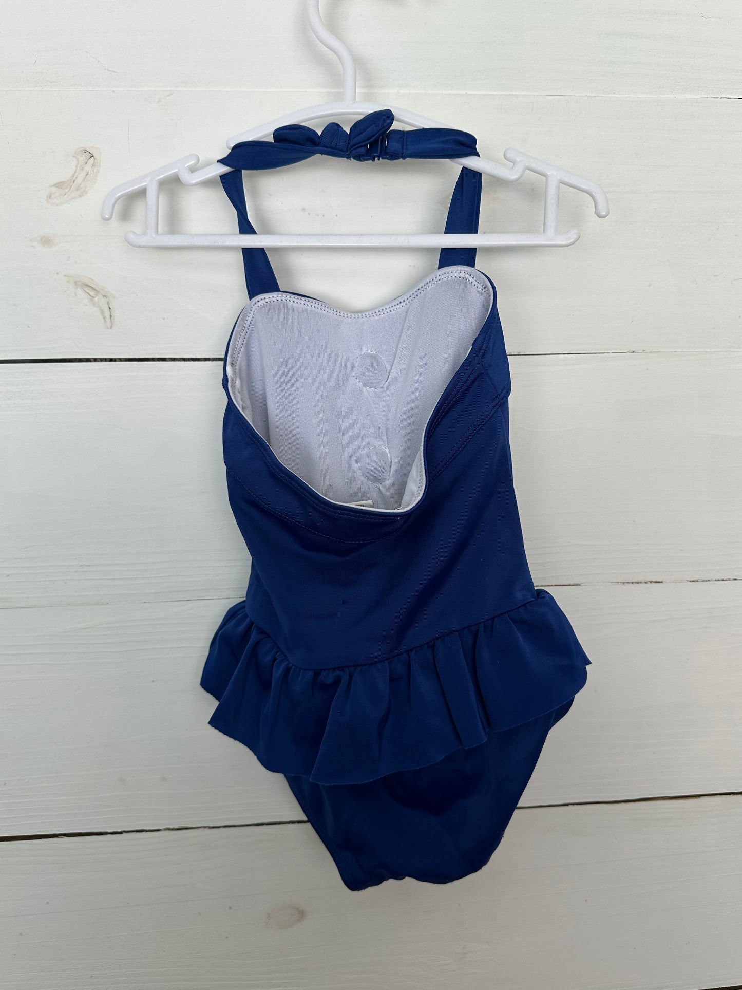 6-12M - Royal Blue with White Flowers Halter Top Bathing suit - Janie and Jack
