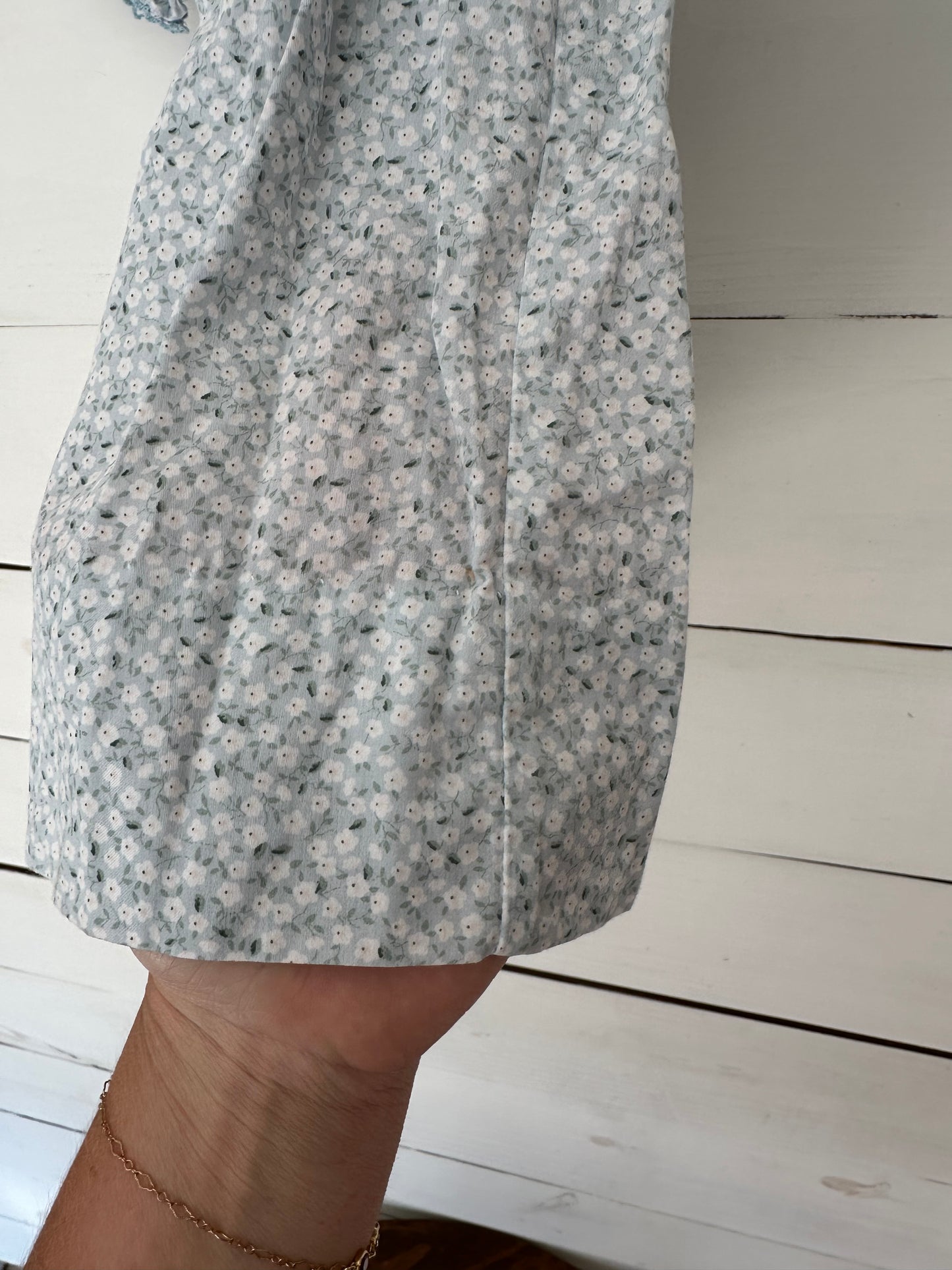 3M - Petit Bebe - Baby Blue Bishop Dress with Dainty Flowers