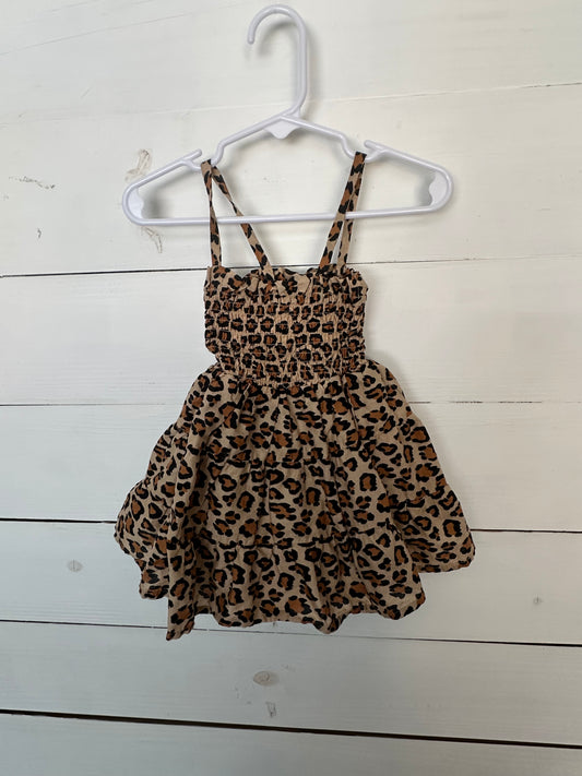12/18M - Janie & Jack Leopard Dress with Smocked Top and Matching Bloomers
