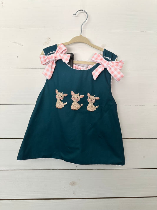 Saving Grace French Knot Piggy 2 Piece Set with Pink Gingham Bloomers