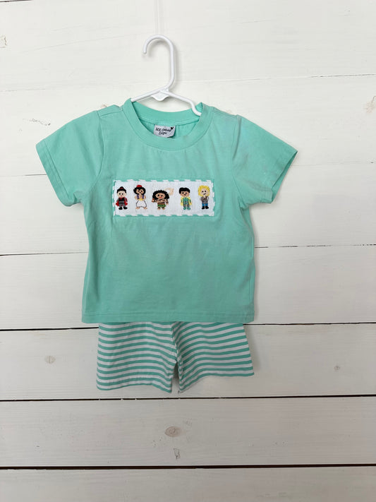 MK Clothing Designs Smocked Character Shirt & Shorts Set