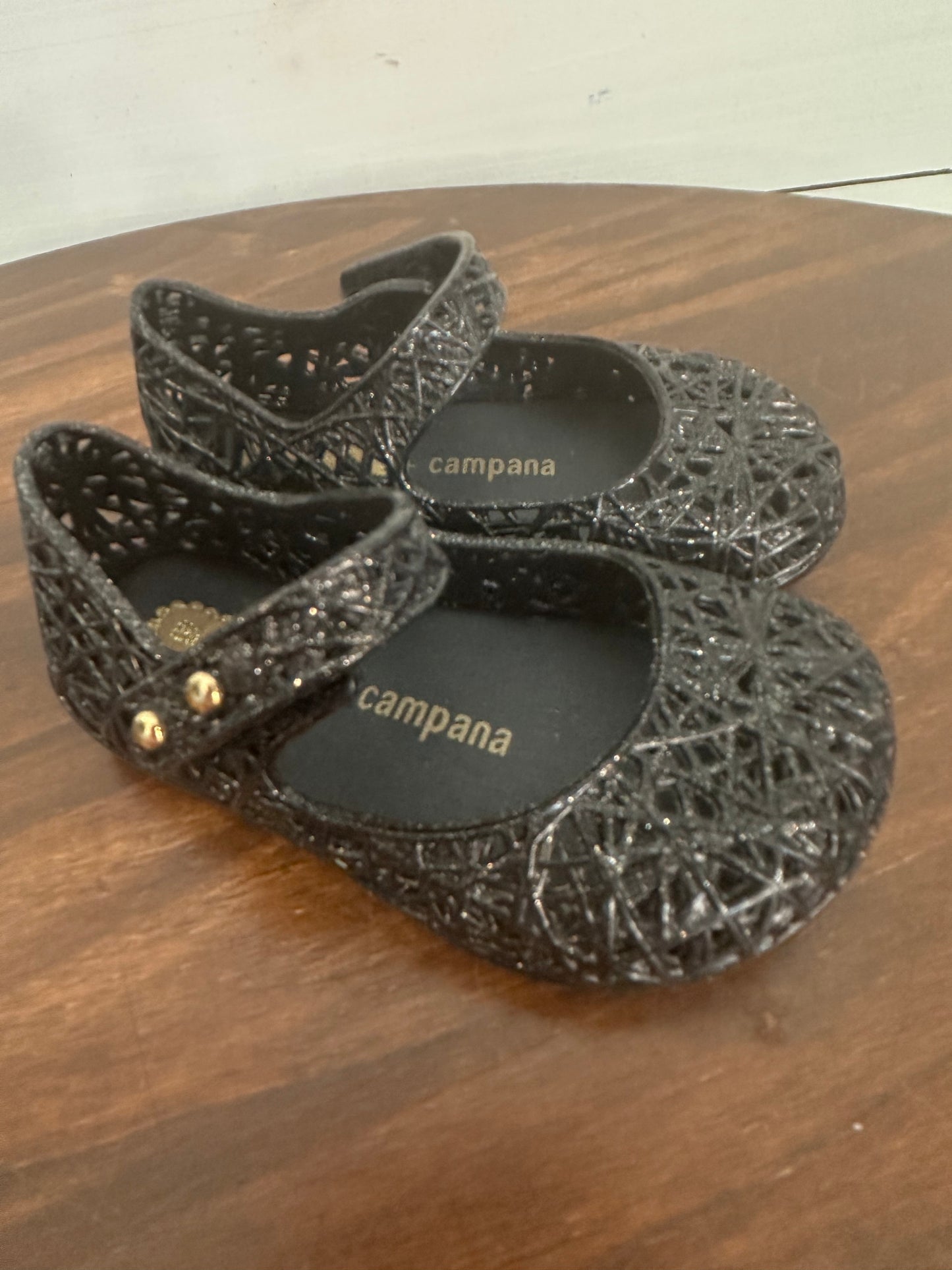 5 - Mini Melissa + Campano Black Sparkle Jelly Shoes