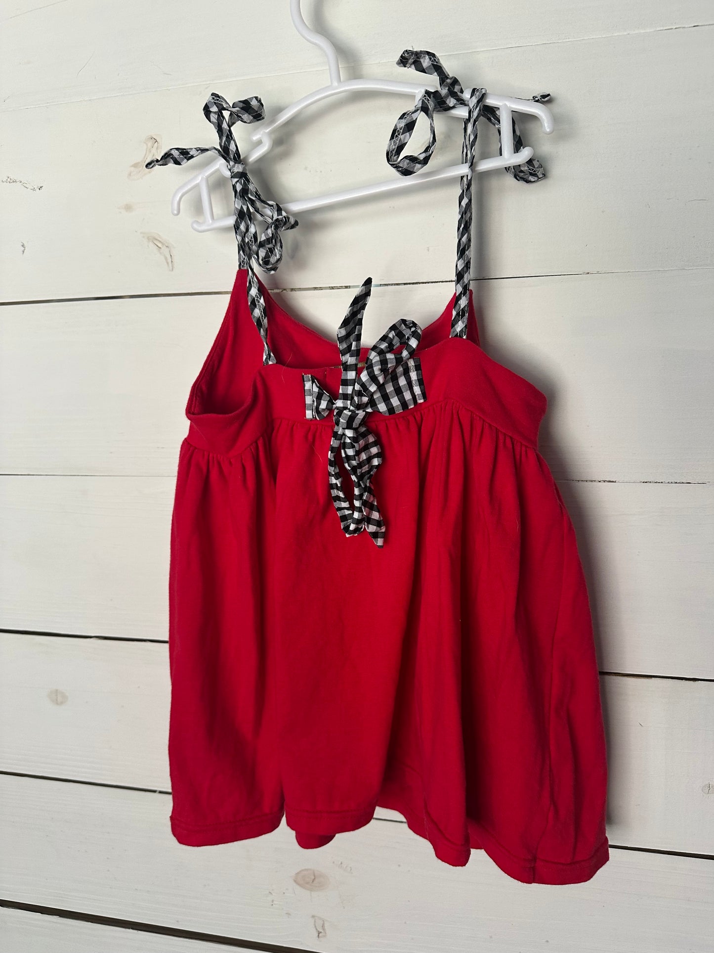 4T - Saving Grace Smocks Minni Mouse Red & Black Gingham 2 Piece Set