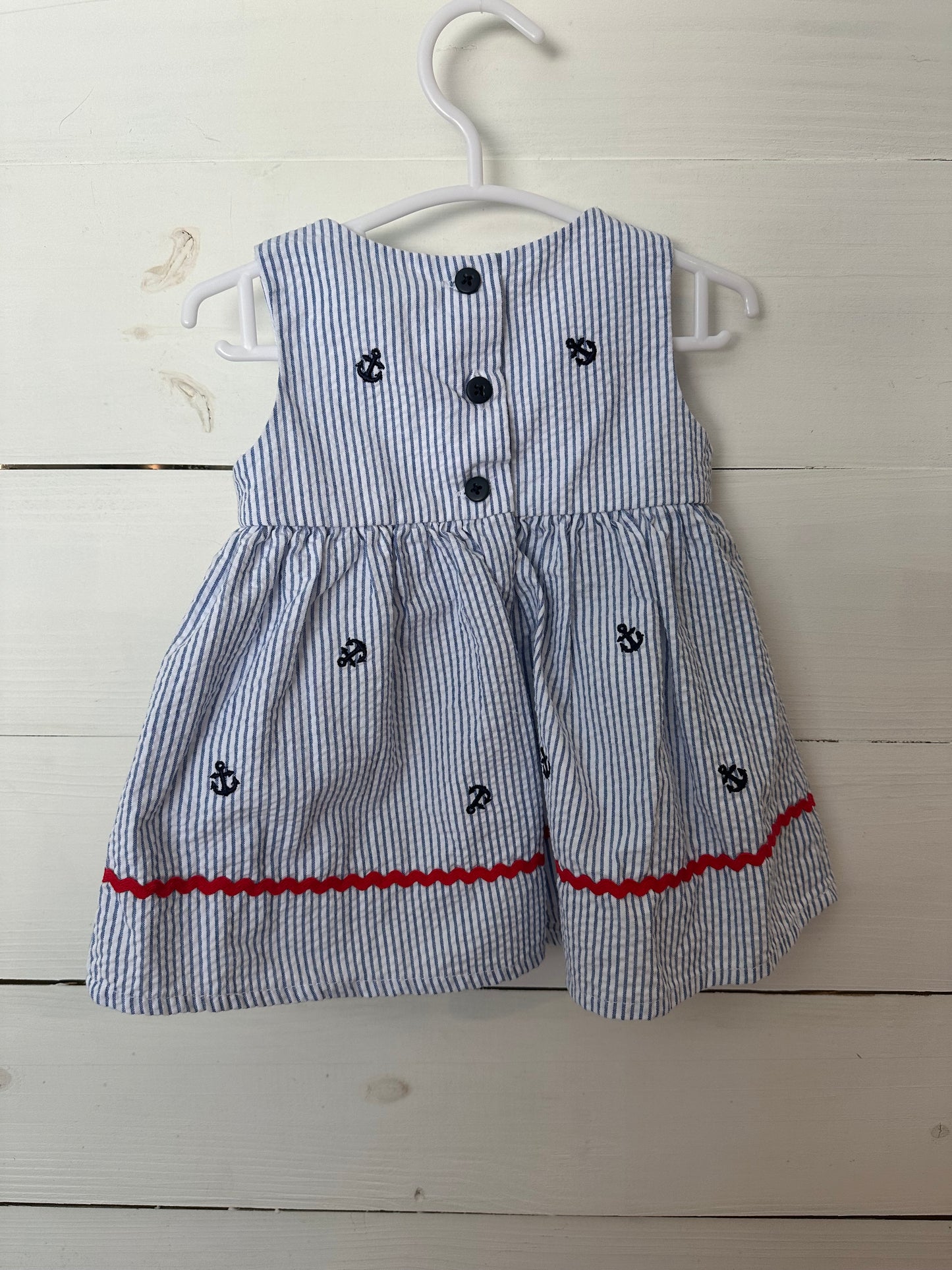 6M - Starting Out Patriotic Dress with Anchors and Red Bows