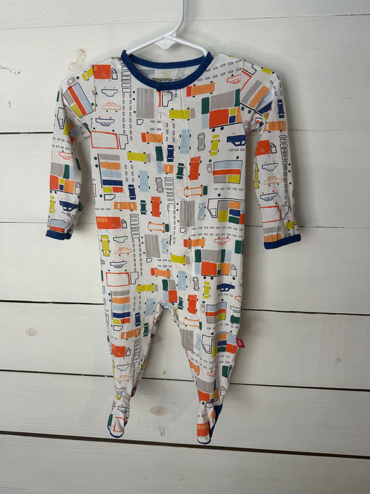 0-3M - Magnetic Me Trucks and Cars Jammies