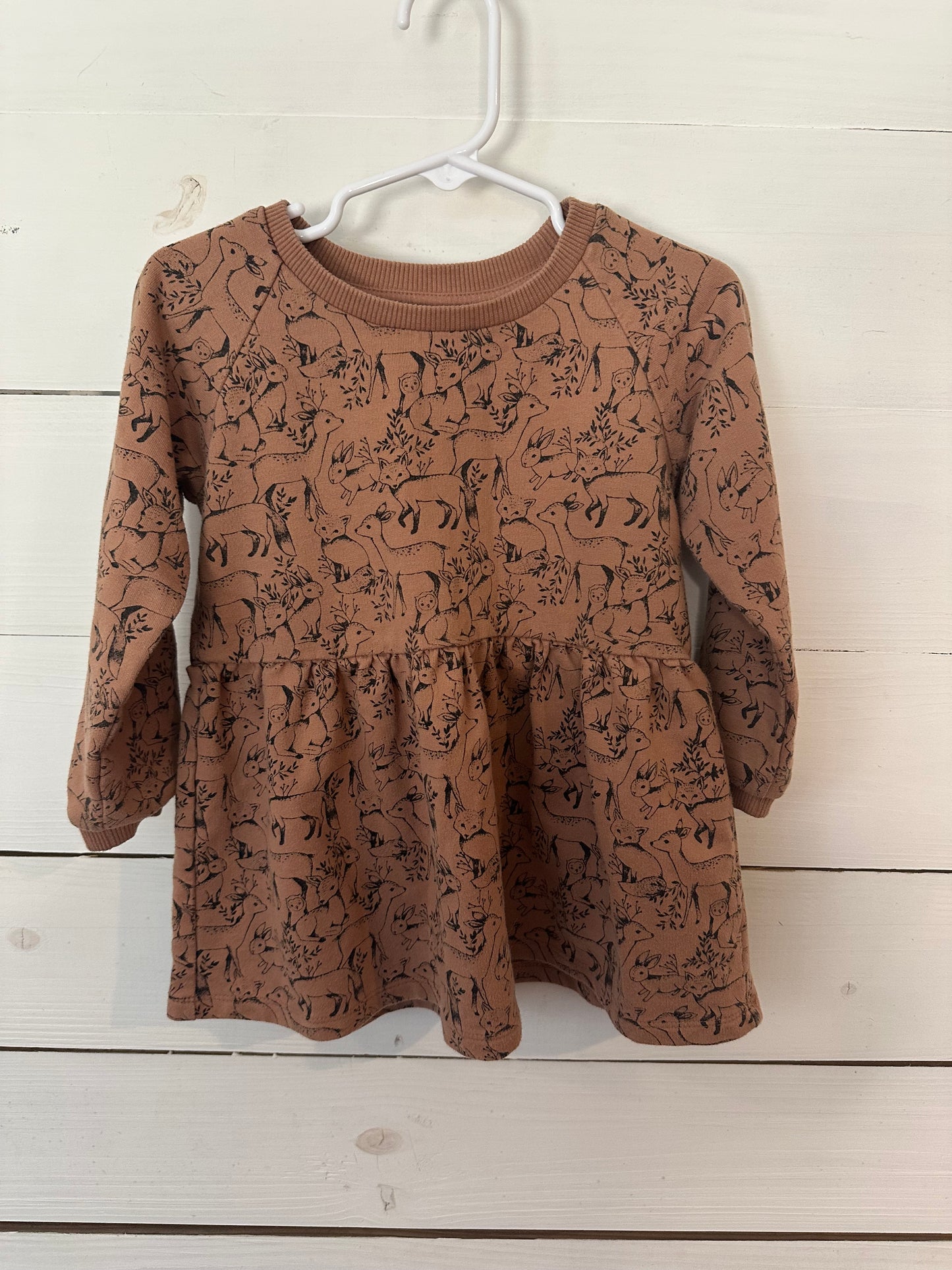 18/24M - Rylee + Cru Brown Sweater Dress with Woodland Animals