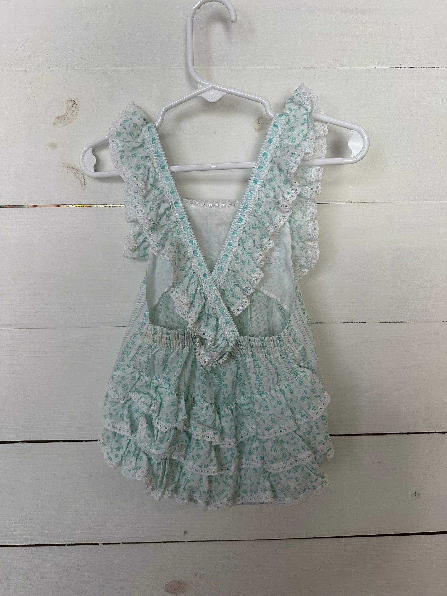 9M -Heirloom Mint and Frill Floral Sunsuit - Toddle Tyke