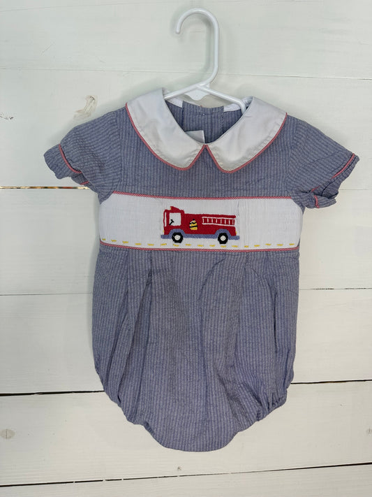 12M - Castle & Crowns Smocked Firetruck Bubble