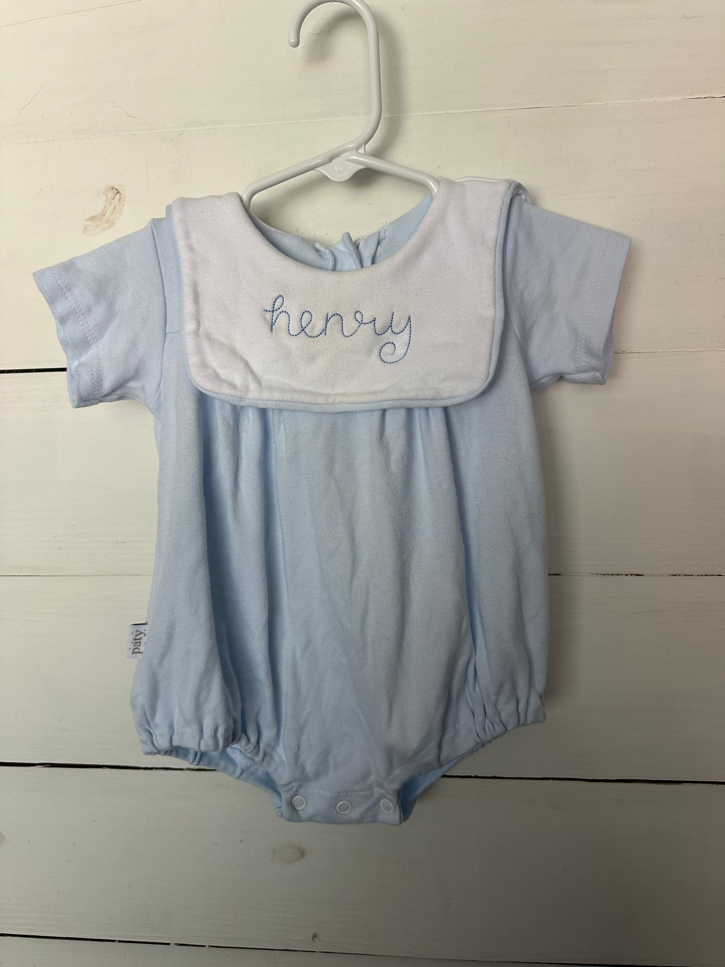 6M - Paty Bubble - Baby Blue with Embroidered Henry