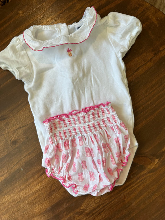 Janie & Jack Pink and White Pineapple Set