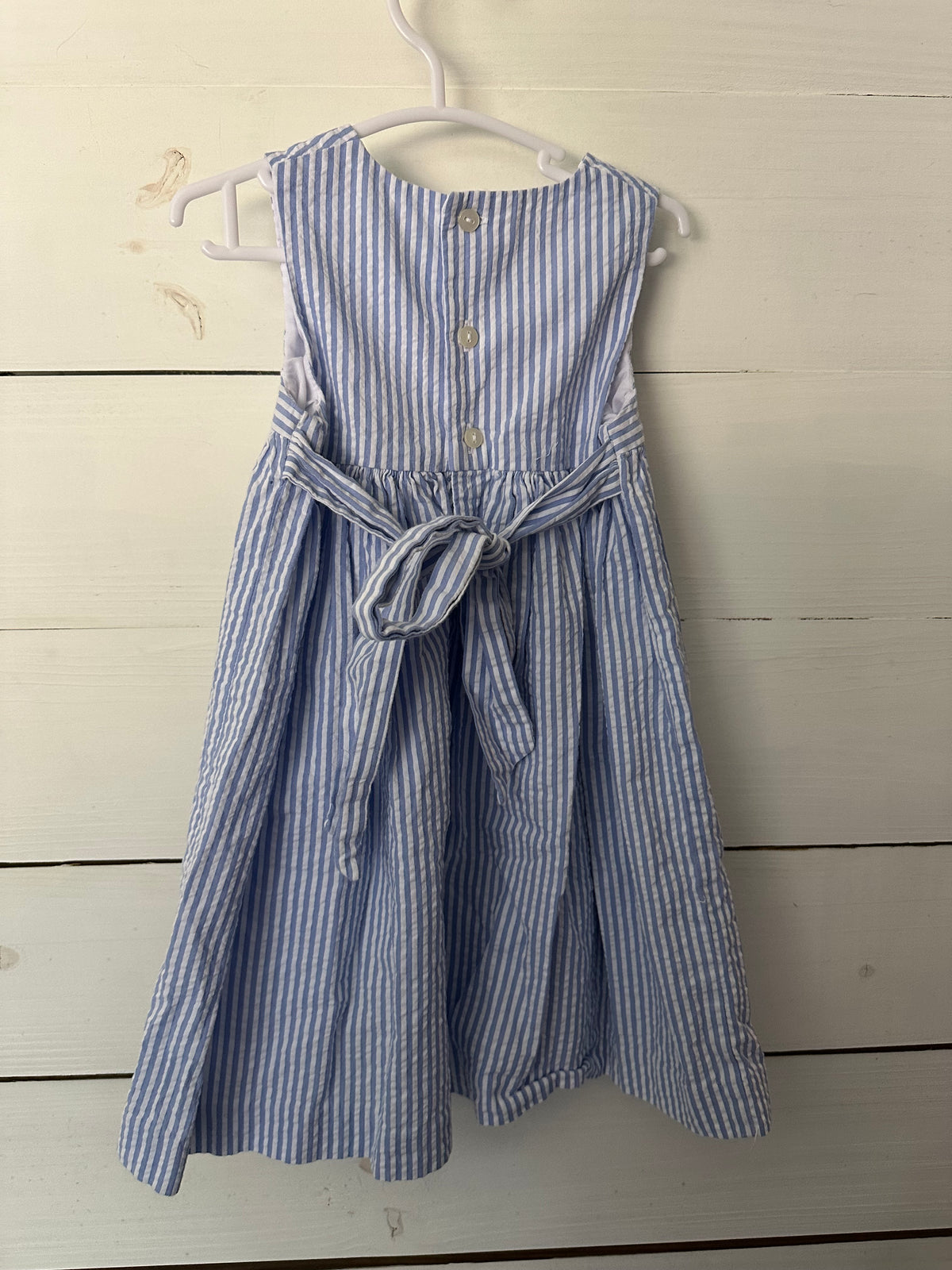 24M - Edgehill Collection Blue Seersucker Dress with Matching Bloomers