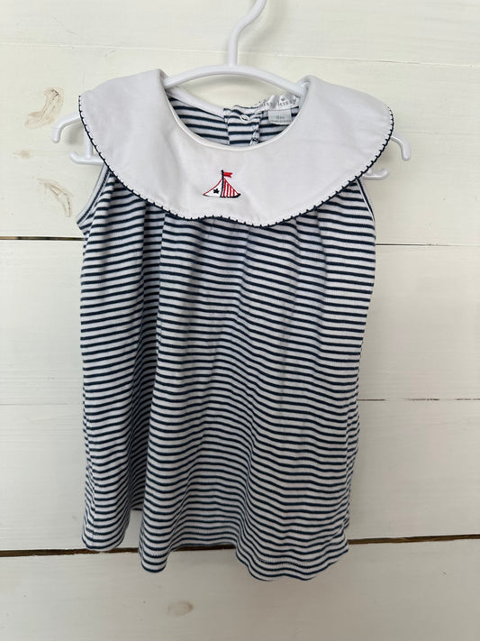 9M - Kissy Kissy Navy Blue Striped Diaper Set