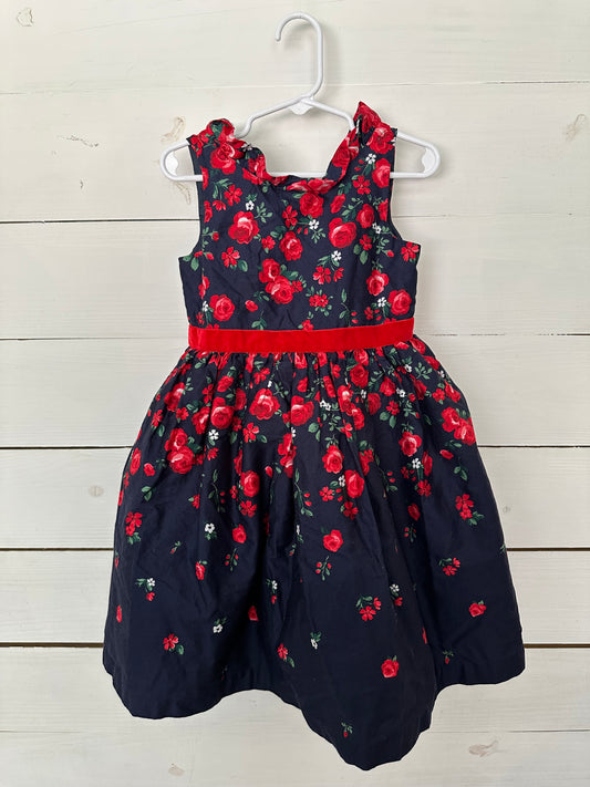4T - Janie & Jack Navy with Red Roses Dress