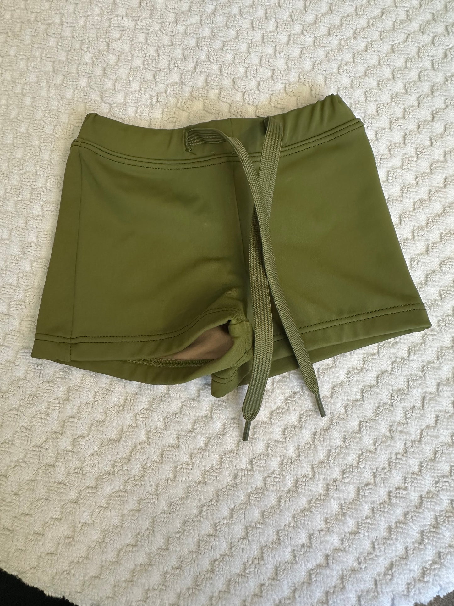 6M - - Kortni Jeane Olive  Swim Trunks - Euro Short Style