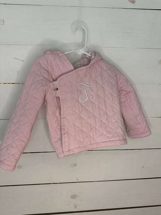 18M - Little Lamb Co Pink Quilted Jack with F Monogram