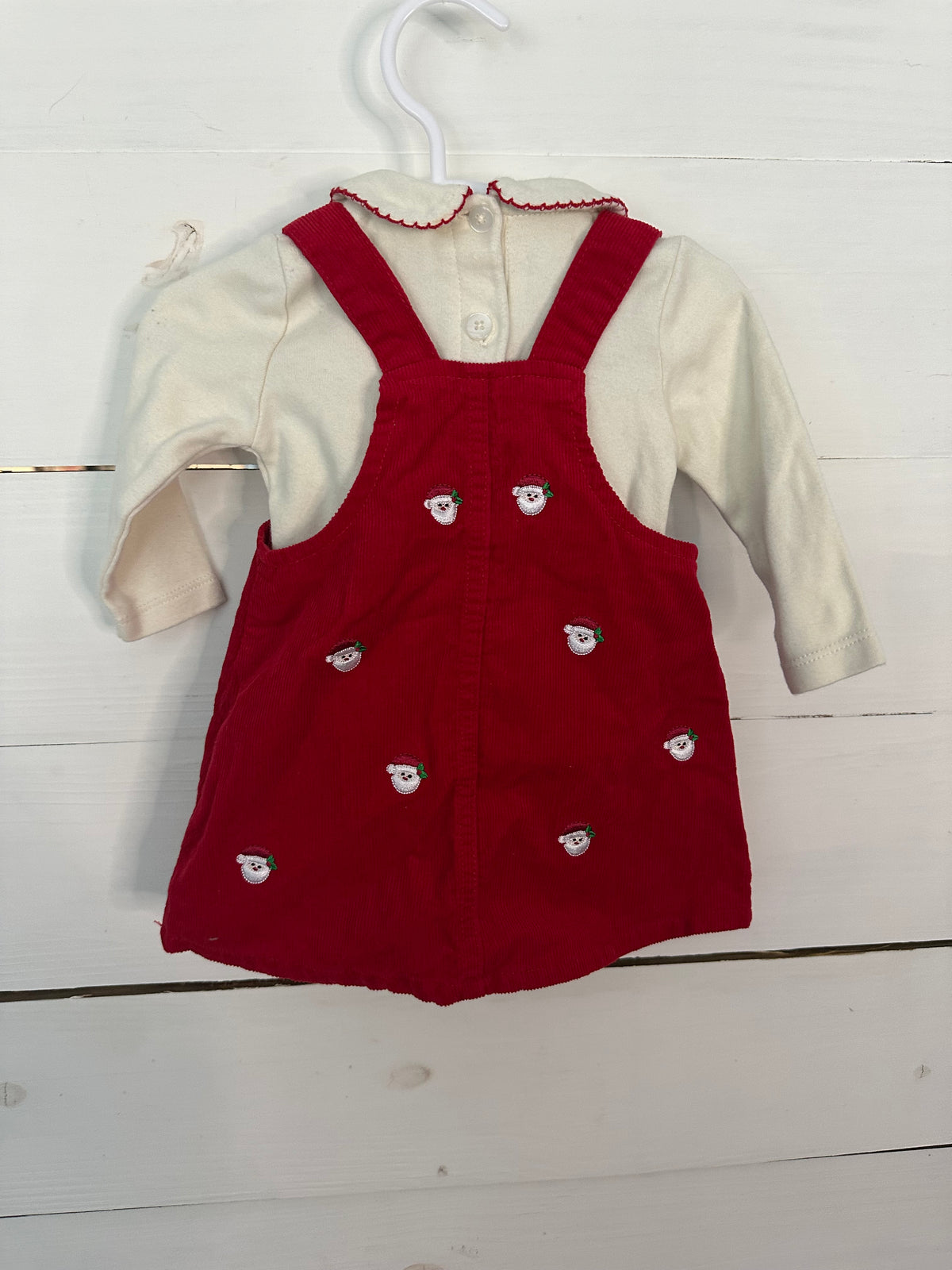 6M - Red Jumper with Embroidered Santa and Matching Top