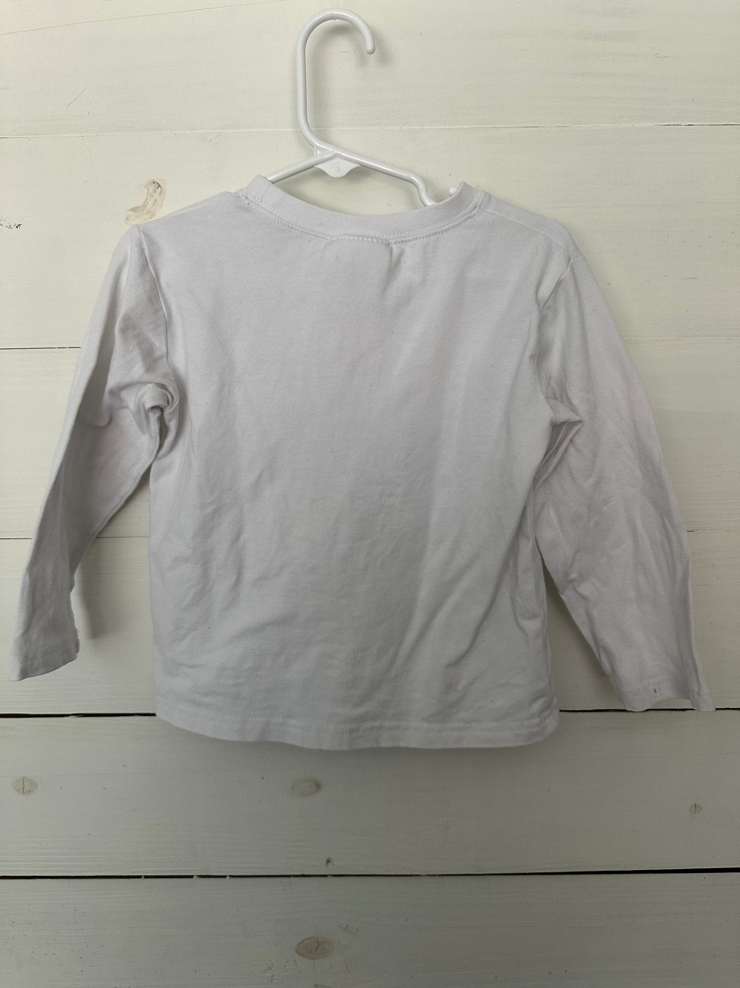 Long-sleeve white shirt with appliqued Santa