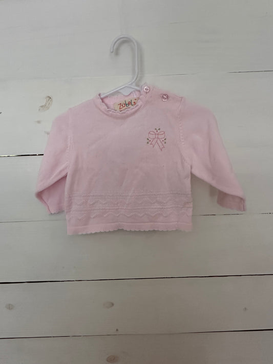 3m & 24m Zubel Pink Scallopped Sweater with Bow Embroidery New with tags