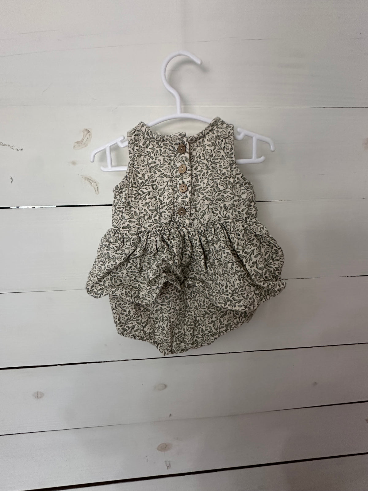 0-3M - Quincy Mae Green Floral Bubble