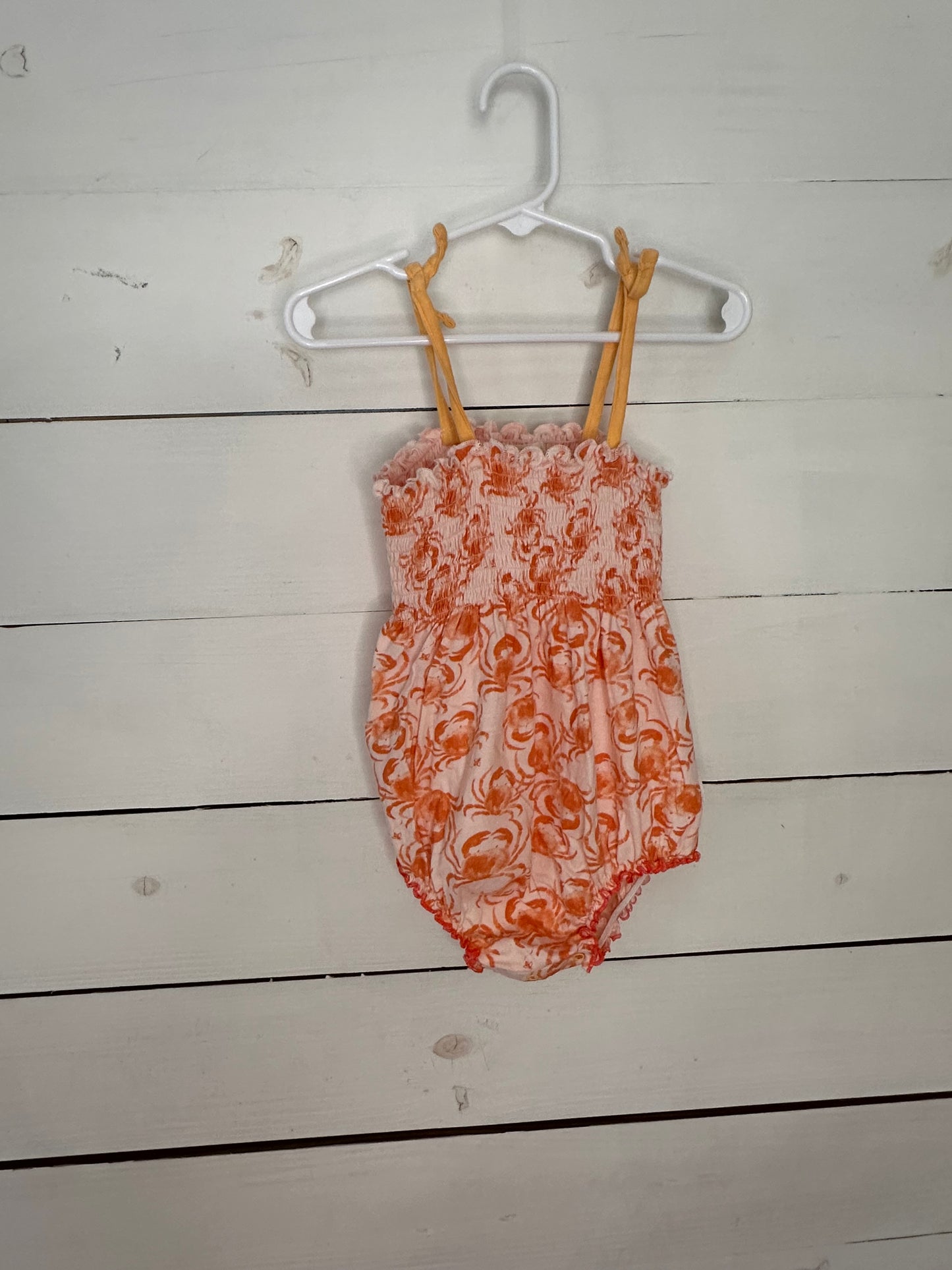 18M - Burts Bees Pink and Orange Smocked Crab Bubble