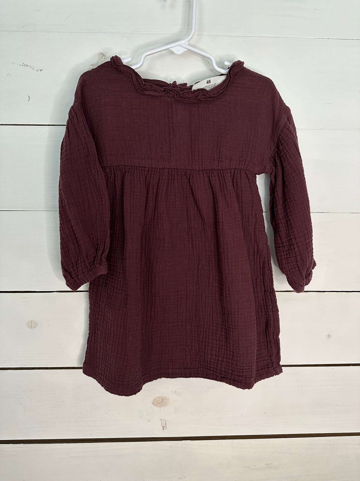 3T - Burgandy Muslin Dress H&M