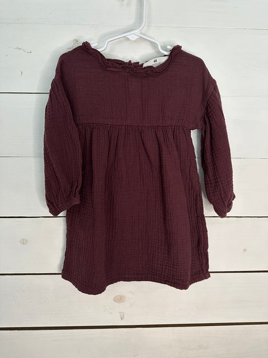 3T - Burgandy Muslin Dress H&M