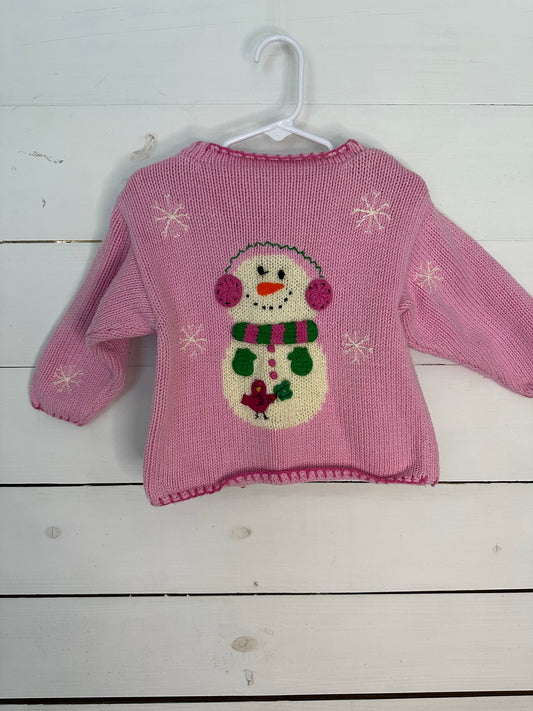 3T - Sam's Friend Pink Knit Snowman Sweater