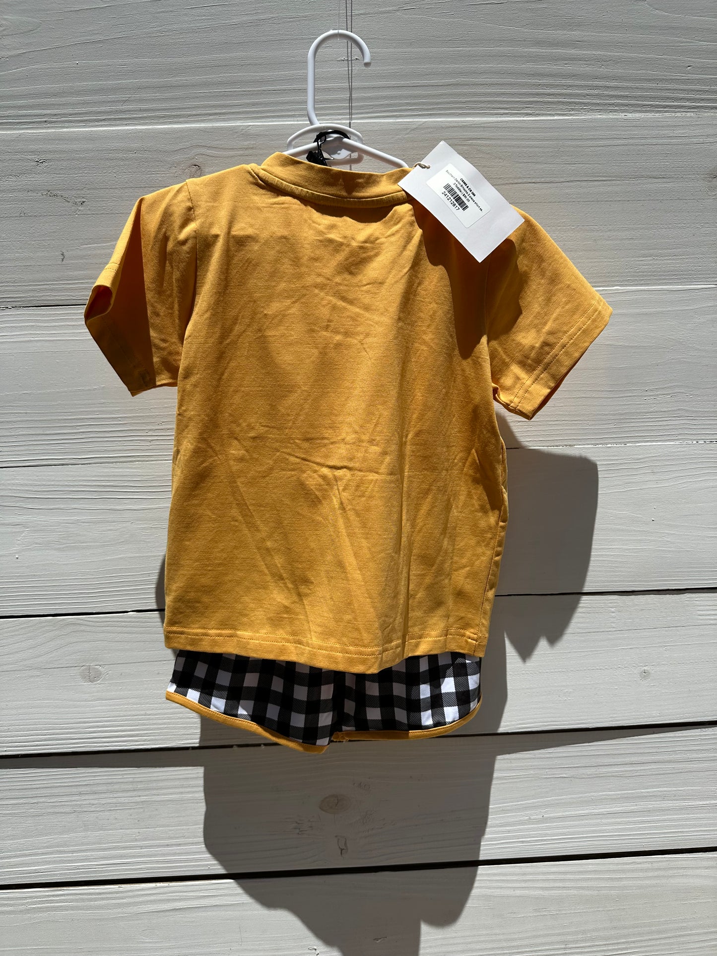 Southern Darlin Smocks 2 piece short set - UCF Go Knights smocked on chest and matching black gingham shorty shorts