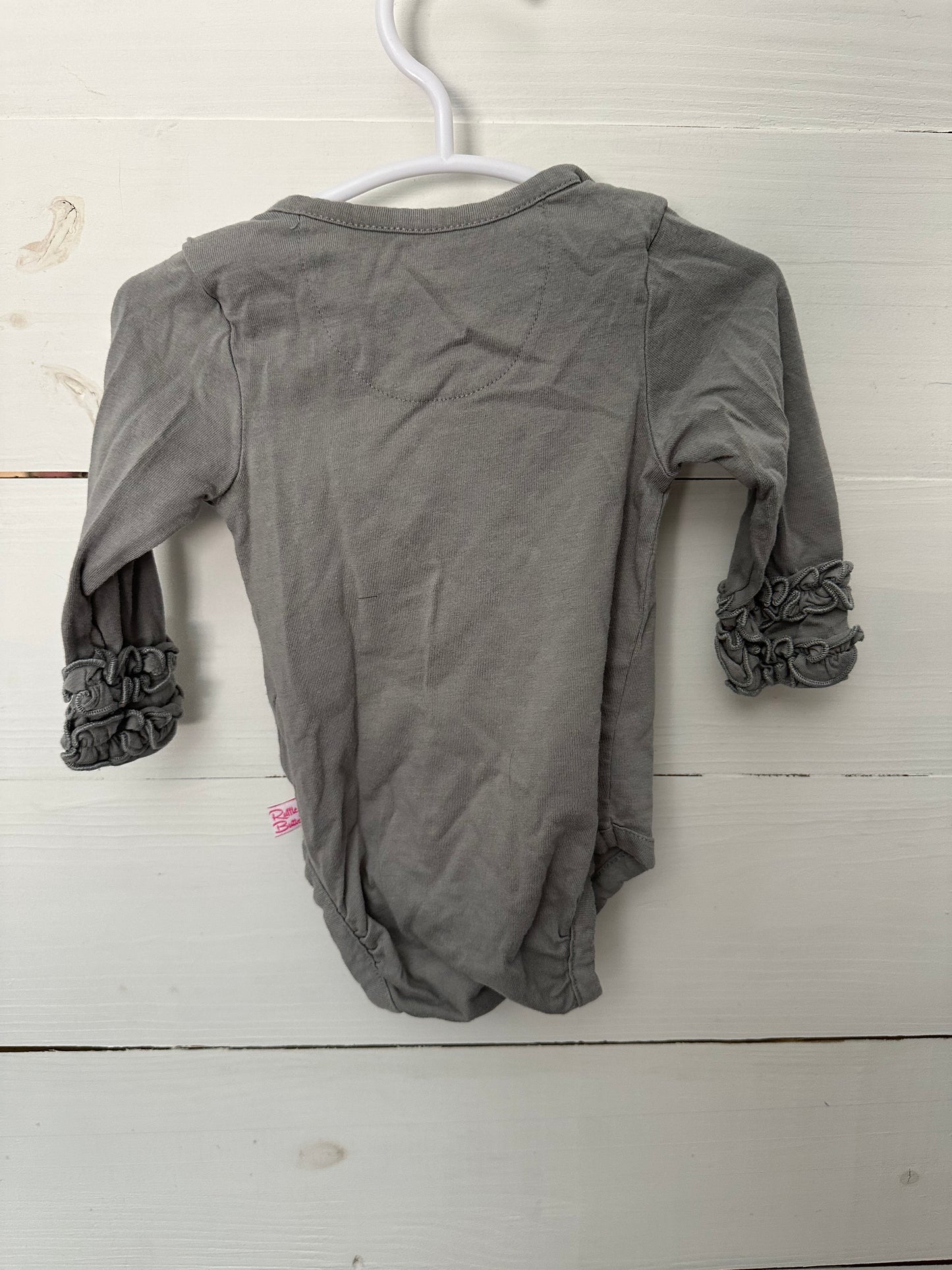 3-6M - Ruffle Butts Gray Onesie with Ruffled Wrist
