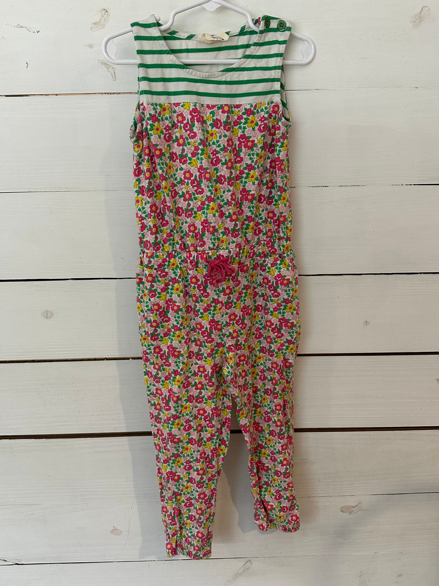 3-4T Mini Boden - Pink Floral and Green Striped Jumper