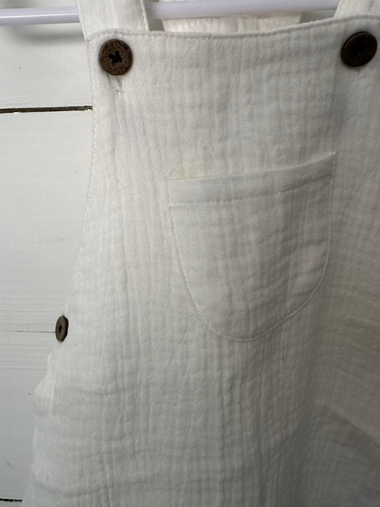 12-18M - Ettie H White Muslin Overalls