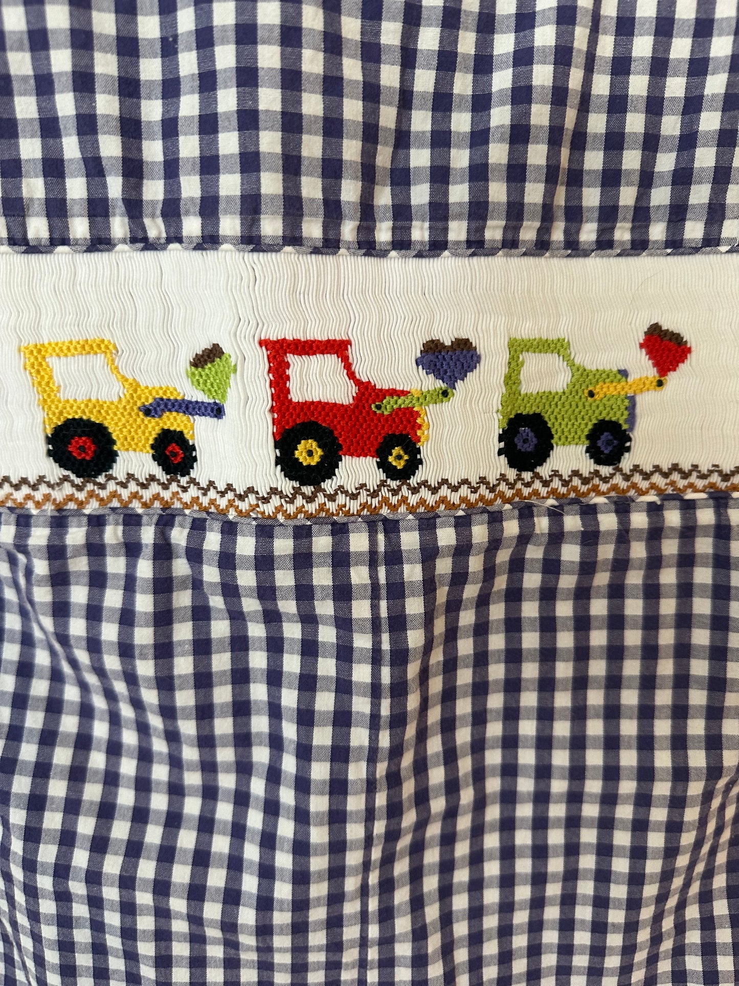 24M - Viva Le Fete Blue Gingham Jon Jon with Smocked Diggers