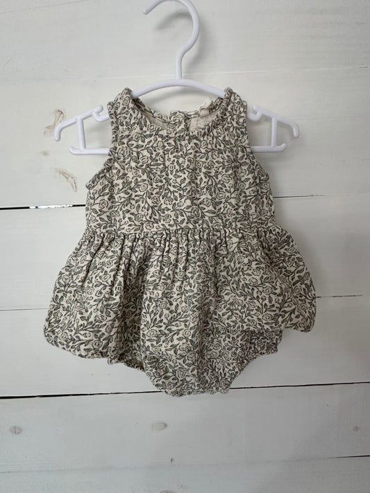 0-3M - Quincy Mae Green Floral Bubble