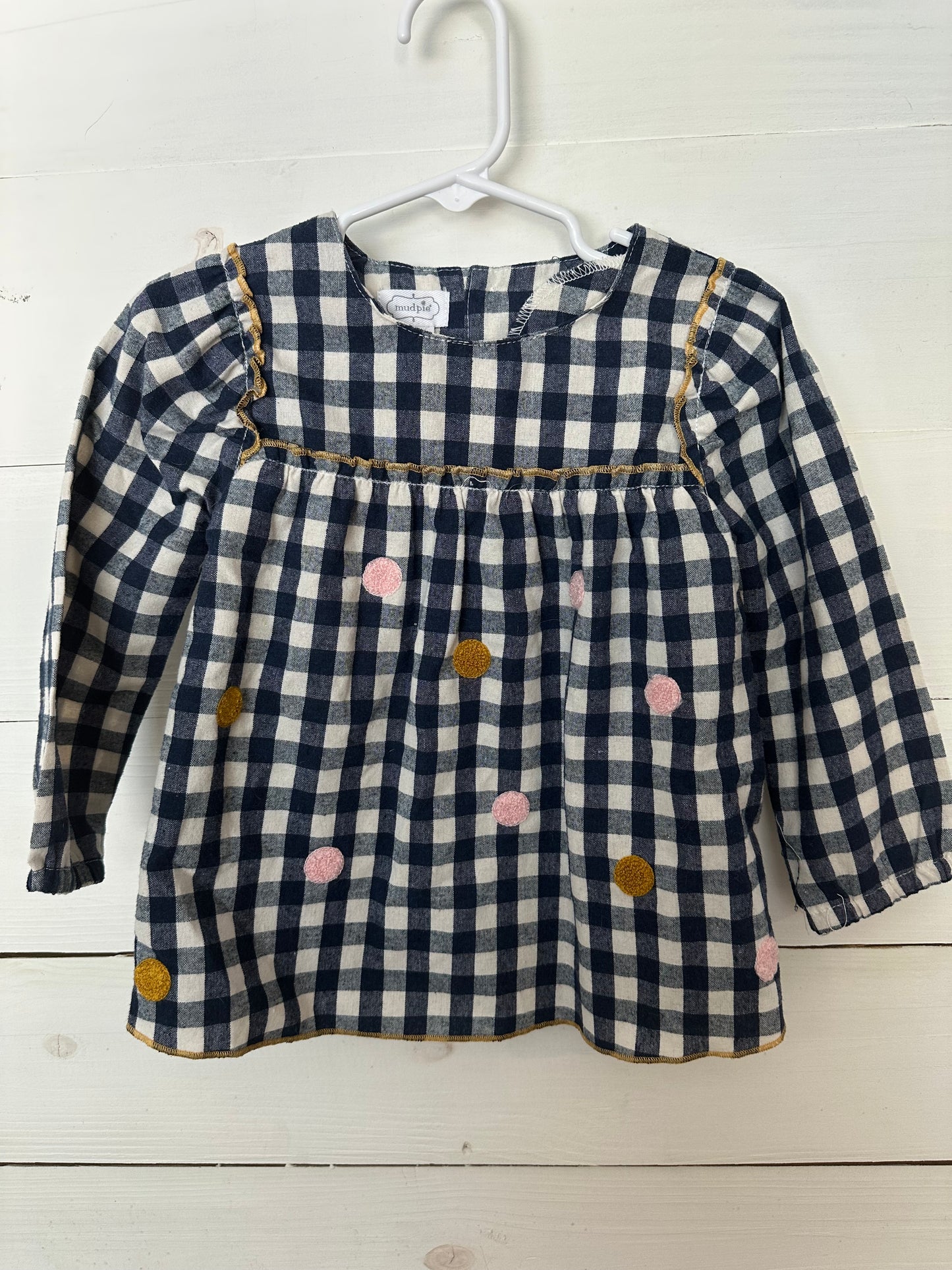 Mud Pie Fall Navy Buffalo Plaid with Polka Dot Detail