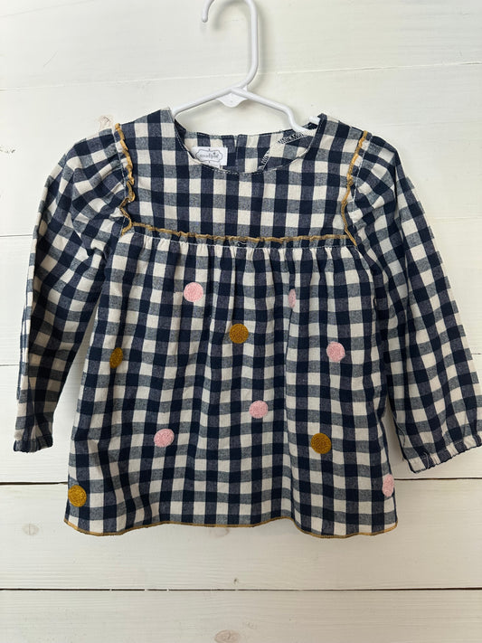 Mud Pie Fall Navy Buffalo Plaid with Polka Dot Detail