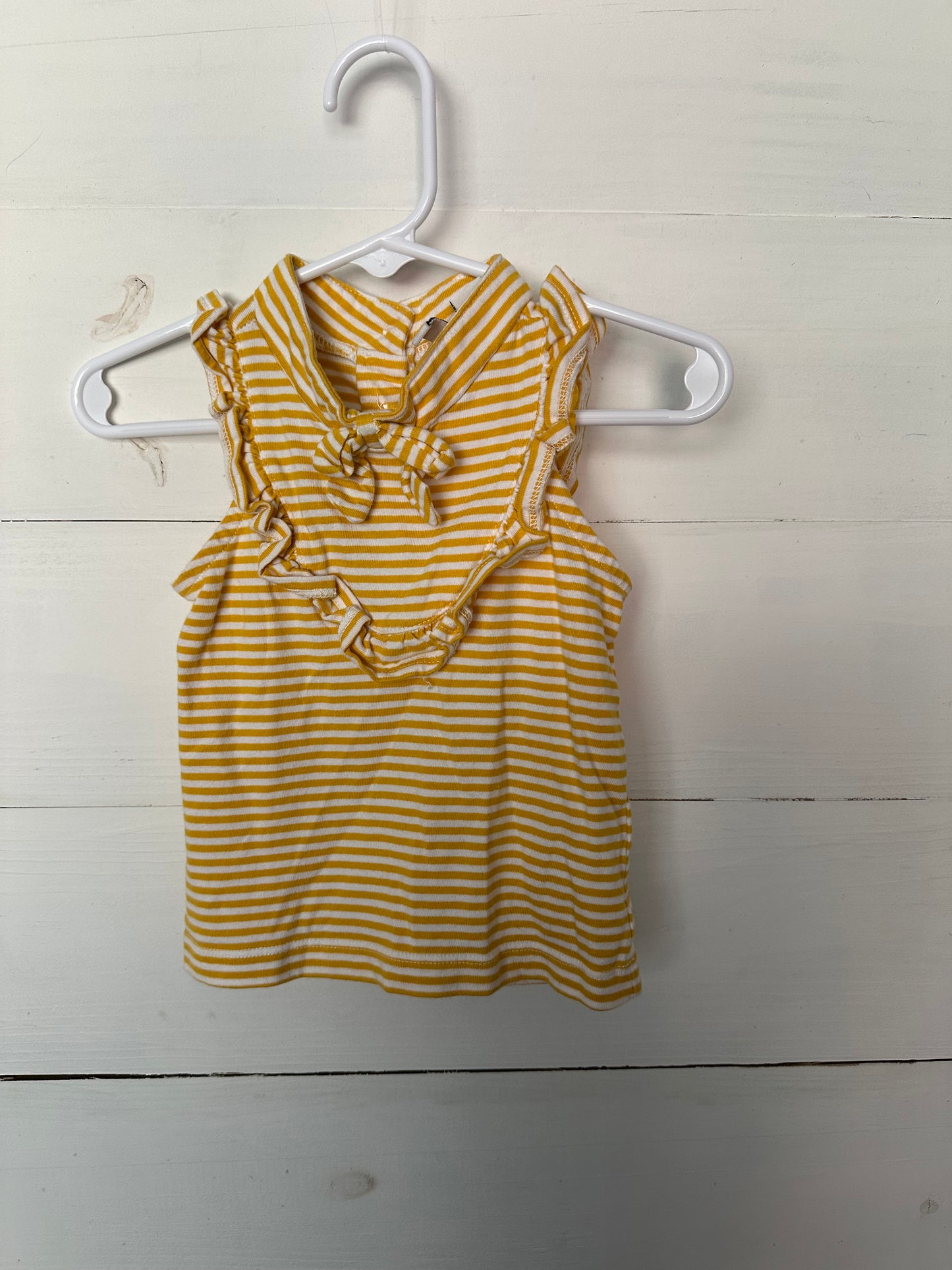 Janie & Jack Mustard Yellow Ruffle and Bow Short Sleeve Shirt