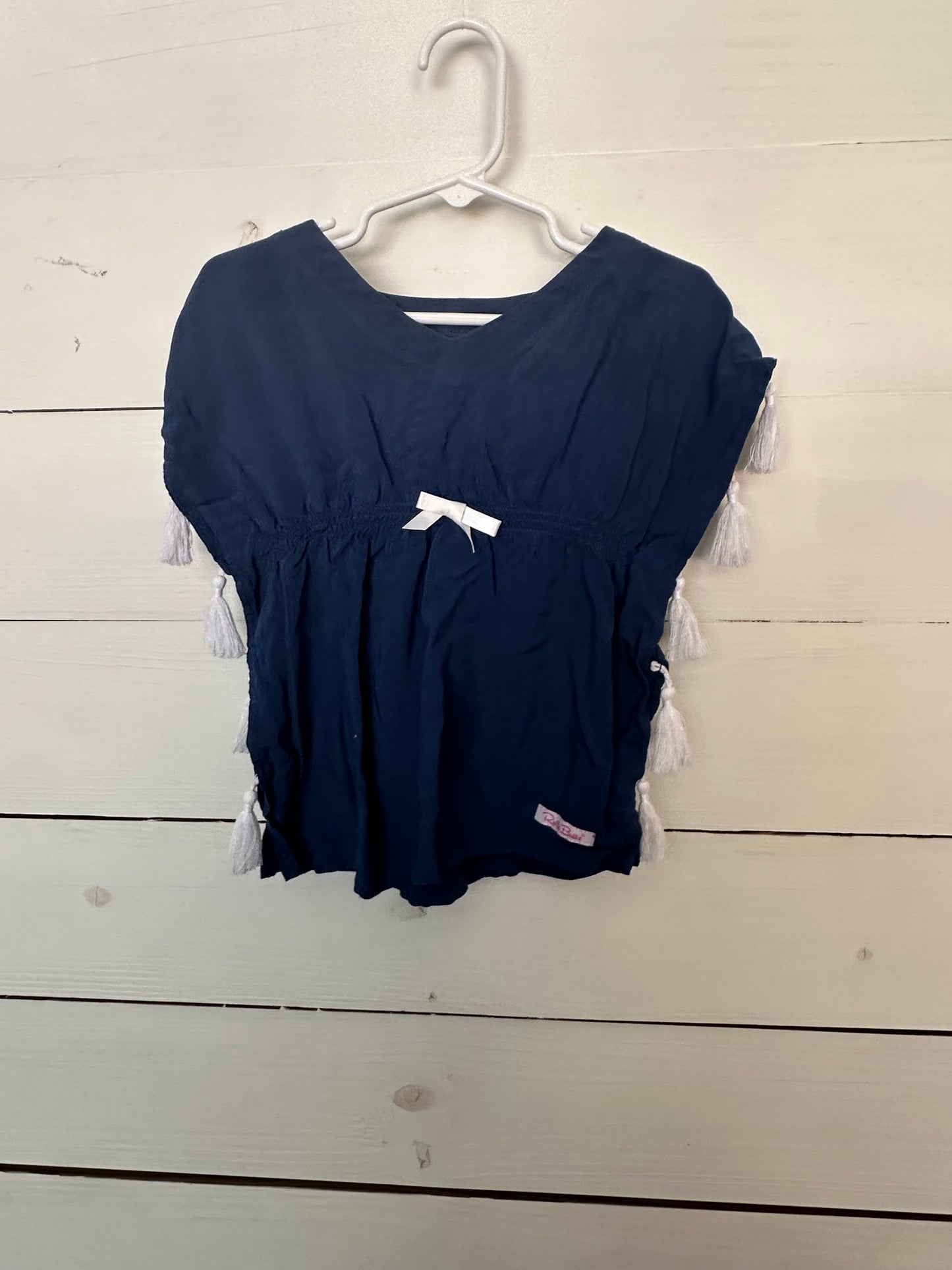 12/24M - Navy Blue with White Tassel Ruffle Butts Swim Coverup